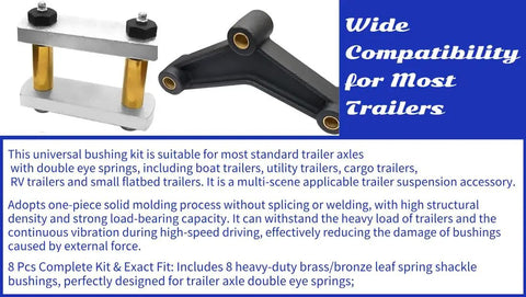 Heavy Duty Trailer Leaf Spring Bushings Kit Built Tough From Aluminum Alloy Sixteen Pieces Inner Diameter Nine Sixteenth Inch