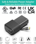Replacement 24V 65W AC Power Supply For AirSense 11 CPAP Machines And Mini Portable CPAP Machines AutoSet Elite And CPAP Models Durable ResMed AirSense 11 Power Adapter Charger shown with plug and certifications