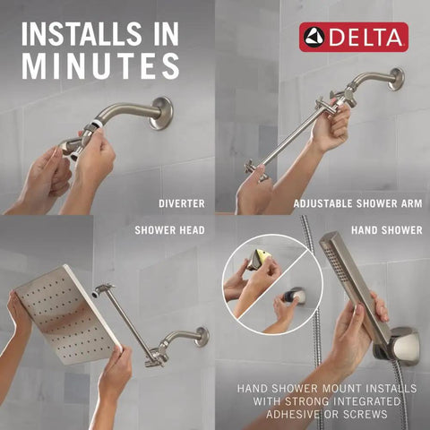Top Shelf 10 Inch Square Raincan Shower Head With Handheld Duo In Slick Brushed Nickel Finish Packed With Spotshield Coating And Deadly Smooth High Output Rainfall Spray For A Serious Bathroom Upgrade