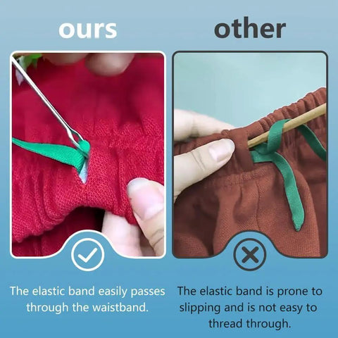Pro Grade DIY Rope Threader Clip Set demonstration with easy drawstring insertion and stainless steel hooks comparison