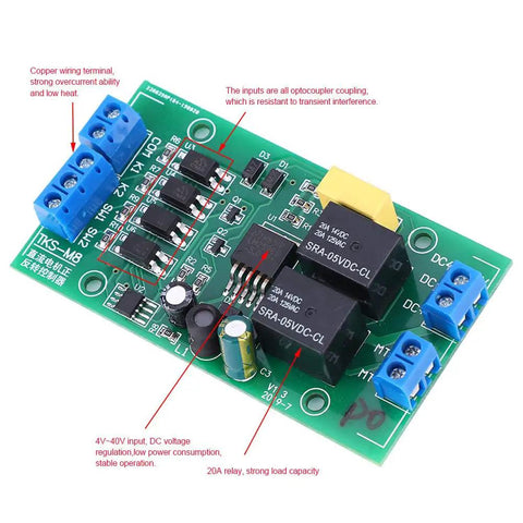 Beefed Up DC Motor Driver Controller Module With CW CCW Reversing 20A Relay Built For Real World Automation Projects And Industrial Equipment Wide Voltage Range And Efficient Heat Management With Copper Terminal Design, top view