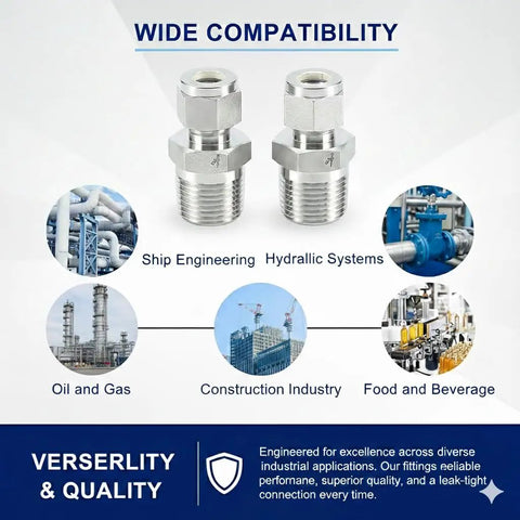 2 Pack 316 Stainless Steel Compression Tube Fittings for Oil, Chemical, and Natural Gas Lines, compatibility graph