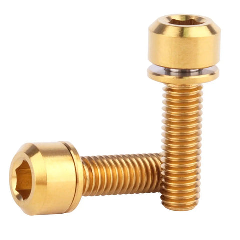 Top Shelf Titanium Hex Screws with Stigma Chamfer Heads plus Washers M5x18mm for Bicycle Stem Parts Cycling Upgrade Gold