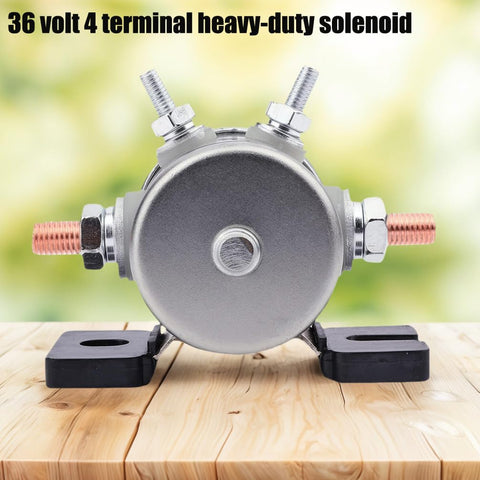 36V EZGO Solenoid Relay Kit For EZGO Electric Golf Cart, 4 terminal heavy-duty solenoid with copper contacts and flat mount bracket