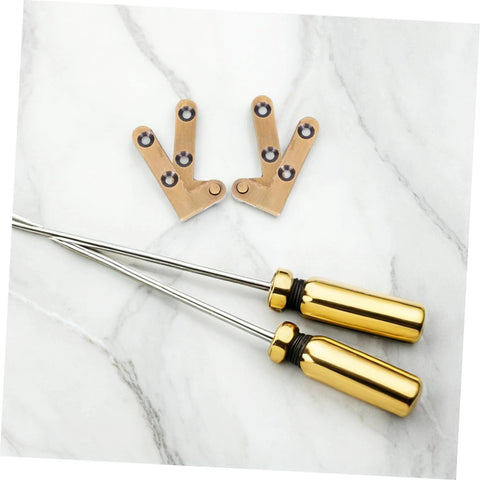 2-Pack Heavy Duty Hidden Door Hinges For Secret Bookcase Doors Concealed Pivot Hinge With Bronze Finish on marble surface