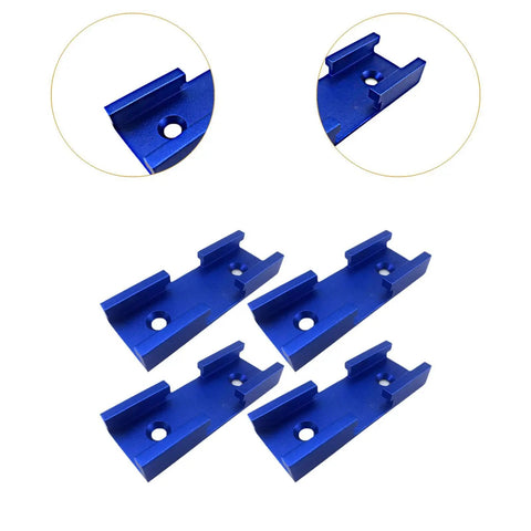 Four Piece T Slot Woodworking Tracks Set With Double Cut Profiles For Universal Cross Connectors In Woodworking Jigs, blue aluminum