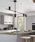 Dope Matte Black 4 Light LED Track Lighting Kit With Adjustable 4 Way Ceiling Mount Linear Spotlights in modern kitchen