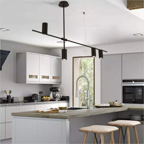 Dope Matte Black 4 Light LED Track Lighting Kit With Adjustable 4 Way Ceiling Mount Linear Spotlights in modern kitchen