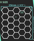Diagram of Hexagon Led Garage Light for Garage and Workshop Beaming 6500K Daylight with 23 Grid Design dimensions labeled in mm.