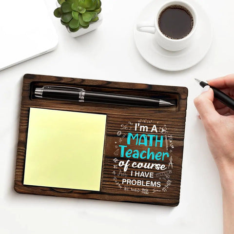 Cool Math Teacher Gift For Men And Women Teacher Appreciation And Retirement Gift Back To School Desk Decor Wooden Sticky Note Holder