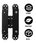 Heavy Duty Built Tough Invisible Door Hinge With 3D Adjustable Metal Cross Hinge And 180 Degree Swing Supports 40kg Load Concealed Door Hardware For Wooden Doors And Frames Left Or Right Opening