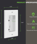 Recessed Duplex Outlet Kit For Wall Mount Tamper Resistant 15A 125V 1 Gang White Finish Slim FlatBack Receptacle 4.48 By 2.76 Inches