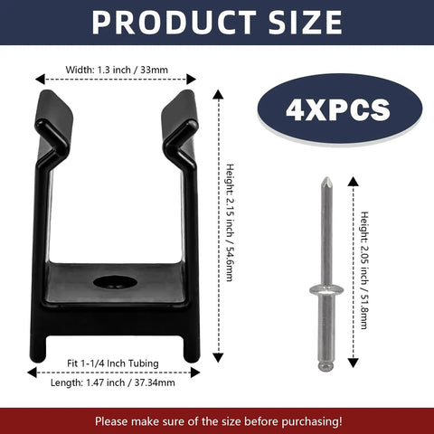 Pontoon Bimini Top Clips One And A Quarter Inch Square Tube Hardware Fits Marine Canopy Frames 4 Pack Size Details