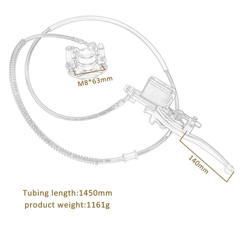 Hydraulic brake system with tubing length 1450mm for 28 Inch Rear Axle Complete Kit With Foot Brake, 11x7.10-5 Go Kart Wheels And Knobby Tires, 428 Chain Sprocket For 110cc 125cc 150cc ATVs Go Karts Buggy Drift Trike Four Wheelers Taotao