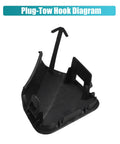 Black unpainted front bumper tow hook cover for Toyota Highlander 2011-2013 with installation guide background.