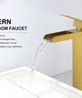Gold Vessel Sink Faucet Brushed Gold Tall Waterfall Bathroom Vanity Faucet with single handle and steady water flow
