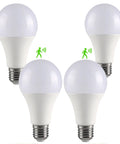 4 Pack Motion Sensor LED Light Bulbs 12W 100W Equivalent Dusk To Dawn A19 E26 LED Bulbs With Glass Penetrating Sensor