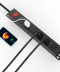 Heavy Duty 6 Outlet Power Strip With Metal Wall Mount, Surge Protector, 6 Ft Cord, Industrial Grade Outlet, powering devices
