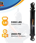 Heavy Duty Hydraulic Cylinder Two Point Five Inch Bore Twenty Four Inch Stroke Tie Rod Double Acting 2500 PSI Displayed with Load Ratings