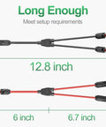 Two Pairs Solar Y Branch Parallel Connector Cable Kit For Solar Panels 1 To 2 With Male To Female And Female To Male Contacts PV Wire