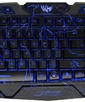 Legit Top Shelf Gaming Keyboard And Mouse Combo Featuring Kickass RGB Backlit Mechanical Switches And Smooth Plug In Usb Layout For Pc And Laptop Quiet Typing Beast Mode Ready - RGB keyboard with electric blue design.