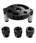 Bulletproof Aluminum Self Centering Drill Guide Jig For Bullseye Hole Alignment, three interchangeable fittings included.