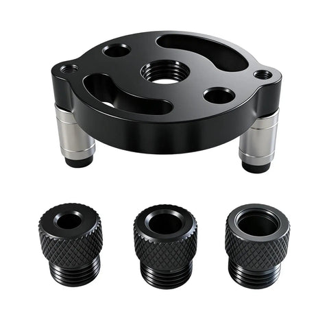 Bulletproof Aluminum Self Centering Drill Guide Jig For Bullseye Hole Alignment, three interchangeable fittings included.