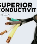 Close-up of 4 way trailer wiring extension 50 feet heavy duty 14 gauge 4 conductor insulated cable showing copper strands