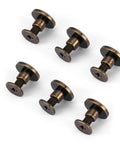 Slick Screw On Brads For Leather Crafts Dope Flat Head Rivets 5mm Copper Brass Repair Fasteners anti rust 6 pieces on white background