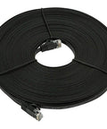 Cat6 Ethernet Patch Cable 50 Feet Flat Snagless RJ45 Black For Fast Home Network, coiled cable with RJ45 connectors