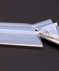 Shower Door Seal Strip For Frameless Glass, 120 Inch Cuttable Length, close-up of clear edge design for water retention
