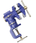 High Strength Carbon Steel Woodworking Bench Vise With 360 Rotation And Dual Control Clamps For Precise Heavy Duty Hand Tool Craftsman Gear, blue, side view