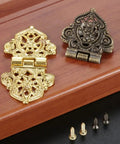 Snag The Goods On These Rad Antique Lace Hinges 10 Piece Set Zinc Alloy With Mounting Screws Gray 53 X 28 Mm showing gold and antique gray hinges with screws.