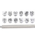 12-Piece Stamping Punch Tool Set For Leather Crafting, Carving Stamper Kit With Clear, Accurate Marks, includes 12 patterns and handle