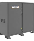 Hardcore Heavy Duty All Welded Steel Job Site Storage Cabinet Outdoor Secure Lockable Rack With Forklift Cutouts Fully Assembled And Weatherproof Paint visible from the front.