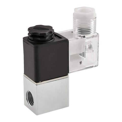 Close-up of Electrical Pneumatic Solenoid Valve 2V025-08, 110VAC, PT1/4 Port, 2 Position 2 Way Normally Closed, for fluid control.