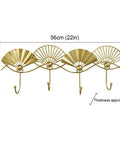 Top Shelf Golden Wall Mounted Coat Rack Featuring Tough Fan Shaped Hooks Rust Resistant Steel with dimensions 56cm by 29cm.