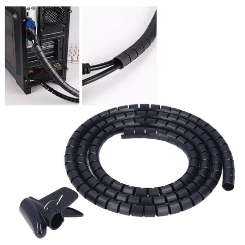 Spiral Cable Wrap For Home Office And Entertainment Setup Flexible Cable Sleeves Winding Tube For TV DVD And PC High Strength Wire Organizer With Free Cutting Keeps Cords Neat And Clutter Free One And A Half Meter Length