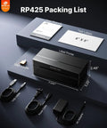 Wireless Bluetooth 4x6 Thermal Shipping Label Printer For Fast Package Labeling with accessories including cables and adapter.