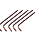 Five Go To 5mm Hex Key Wrench Set, 5 Piece L Shaped Allen Keys With Ball End For Bike And Furniture Repair, arranged in a row