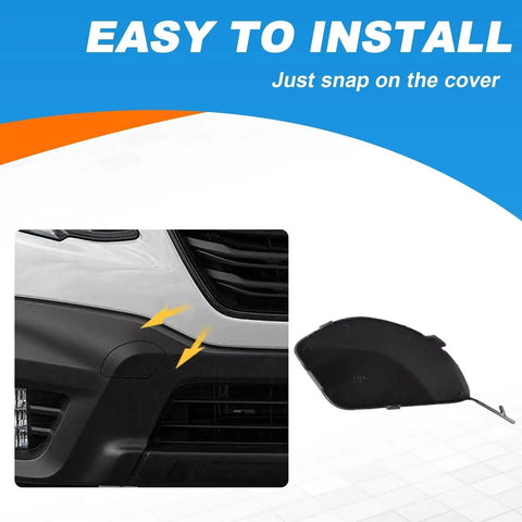 Right Passenger Side Front Bumper Tow Hook Cover For Subaru Outback 2020 2021 2022 Matte Black Replacement Eye Cap shown on bumper