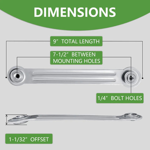 Beefy Bearing Arm Bracket Replacement Kit For Glider Rocker Parts Eight Piece Set, Heavy Duty Rustproof Steel With Galvanized Coating, Weather Resistant Hardware Built To Endure Sun And Humidity, 9in dimensions