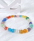 Colorful bracelet featuring 200 Pcs Crystal Rondelle Spacer Beads 8mm Silver Plated For Jewelry Making And Beadwork Bling Ready Sparkle.