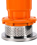 Heavy Duty Beast Mode Submersible Sump Pump For Pools And Ponds Pulls 6000 GPH Of Standing Water Without Breaking A Sweat featuring a stainless steel base.