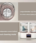 Slick Portable Ultrasonic Underwear Washing Machine With 4000mAh Cordless Battery For Dorms Hotels Rvs And Campsites showing dual cleaning modes and large cup mouth.