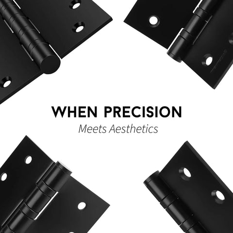 3 Pack 4 By 4 Inch Ball Bearing Door Hinges Matte Black Stainless Steel Exterior Hinges With Square Corners Heavy Duty Smooth Quiet Operation Non Removable Pin Weatherproof For All Exterior Doors, angled view