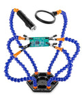 Six Arm Soldering Helping Hand Vise With LED Light And Magnifier On Aluminum Base 6 Flexible Gooseneck Arms With Removable Clips