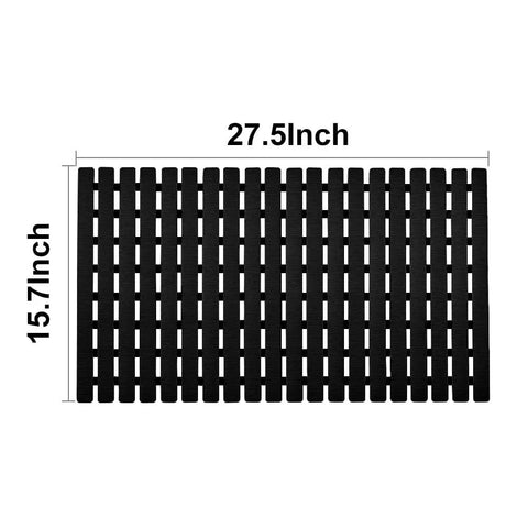 No Sweat Non Slip Shower Mat For Tub, Heavy Duty Premium TPE Bathtub Rug 27.5 x 15.7 inches dimensions displayed.