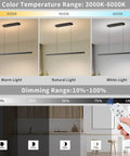 Zihoi Modern Ceiling Pendant Light,31.5in LED Black Linear Ceiling Chandelier Light with adjustable warm and cool light settings.