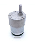 DC 12V Reduction Gear Motor Featuring Optical Encoder For Dead On Precision Tuning And 20 To 1 Ratio showing top view and hex shaft.